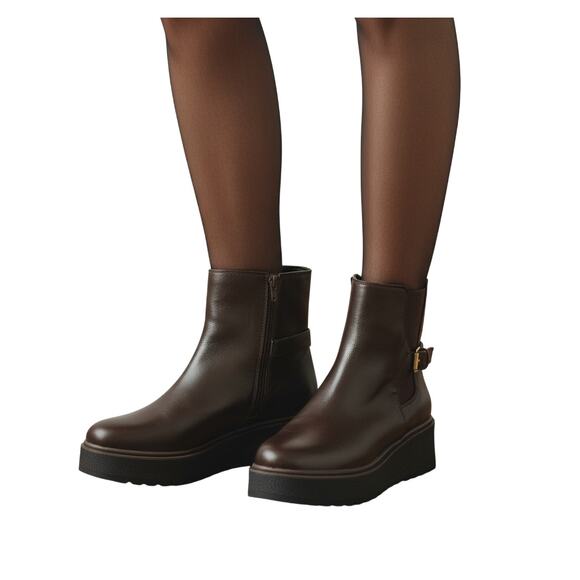 SOUL Naturalizer Jayda Mid Shaft Ankle Boots Brown Synthetic Women 9W NWOB - Picture 1 of 9